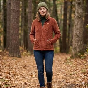 REI Co-op Women’s Polartec High Loft Fleece Jacket XL Rust Orange Full Zip